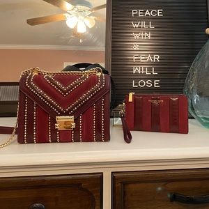 Michael Kors Whitney Bag + Matching Wallet Maroon